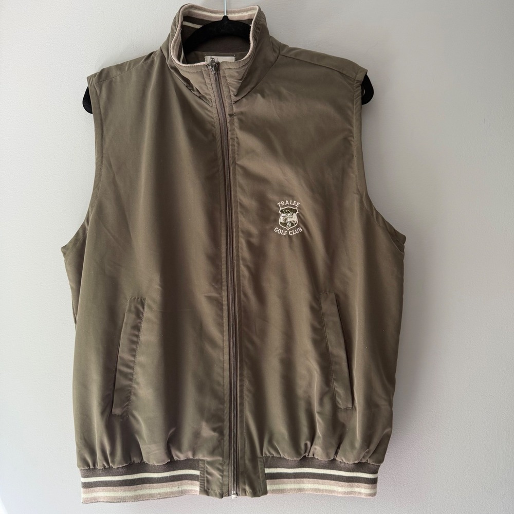 DB Sport Tralee Golf Club Vest Mens Medium Olive Green Good Full Zip Embroidered